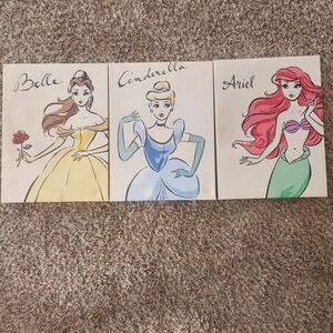 Disney Princess Trio Canvas Art - Yellow, Blue, Green